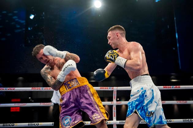 June 4, 2026, Montreal, Pq, CANADA: Dzmitry Asanau, right, hits Roger Gutierrez during their IBF and WBC Continental lightweight championship fight, in Montreal on Thursday, June 4, 2026. Canada News - June 4, 2026 - ZUMAc35_ 20260604_zaf_c35_141 Copyright: xChristopherxKatsarovx