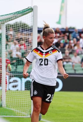 Germany Denmark Laenderspiel U23 Women Leipzig, 04 06 2026, Alfred Kunze Sportpark, Soccer, U23 Women, International match BR GERMANY GER vs DEN DEN 2 0 2 0 , Goal for Germany to 1 0 In the picture goal scorer Julia Landenberger 20, GER, RB Leipzig , Goal celebration , Picture Point