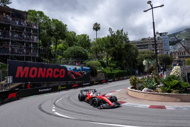 MCO, Louis Vuitton Grand Prix of Monaco, Free Practice, Formula 1 World Championship 2026 season 05 06 2026, Monte Carlo, Monte Carlo, MCO, Louis Vuitton Grand Prix of Monaco, Free Practice, Formula 1 World Championship 2026 season, pictured Charles Leclerc Scuderia Ferrari HP, Monaco, 16 in SF 26 in the Fairmont hairpin in front of Monaco Branding, nordphotoxGmbHx xMemmler nph00005
