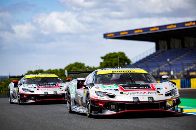 24 HEURES DU MANS 2026 - PESAGE 54 CASTELLACCI Francesco (ita), FLOHR Thomas (sui), RIGON Davide (ita), Vista AF Corse, Ferrari 296 GT3 Evo 54, LM GT3, ambiance during Le Pesage of the 24 Hours of Le Mans 2026, 3rd round of the 2026 FIA World Endurance Championship, from June 5 to 6, 2026 on the Place de la RÃ publique in Le Mans, France - Le MansFrance Copyright: xJULIENxDELFOSSEx