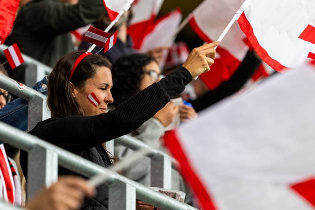 WOMEN SOCCER - FIFA World Cup, WM, Weltmeisterschaft, Fussball 2027, quali, AUT vs SLO VIENNA,AUSTRIA,05.JUN.26 - WOMEN SOCCER - FIFA Women s World Cup 2027, european qualifiers, OEFB international match, Länderspiel, Nationalmannschaft Austria vs Slovenia. Image shows fans of Austria. GEPAxpictures xPhilippxBrem