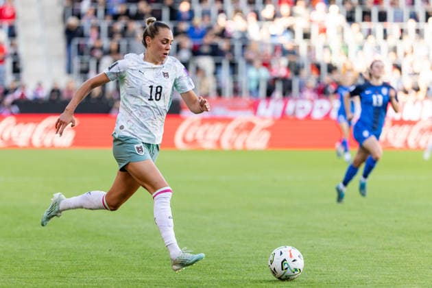 WOMEN SOCCER - FIFA World Cup, WM, Weltmeisterschaft, Fussball 2027, quali, AUT vs SLO VIENNA,AUSTRIA,05.JUN.26 - WOMEN SOCCER - FIFA Women s World Cup 2027, european qualifiers, OEFB international match, Länderspiel, Nationalmannschaft Austria vs Slovenia. Image shows Julia Hickelsberger (AUT). GEPAxpictures xPhilippxBrem