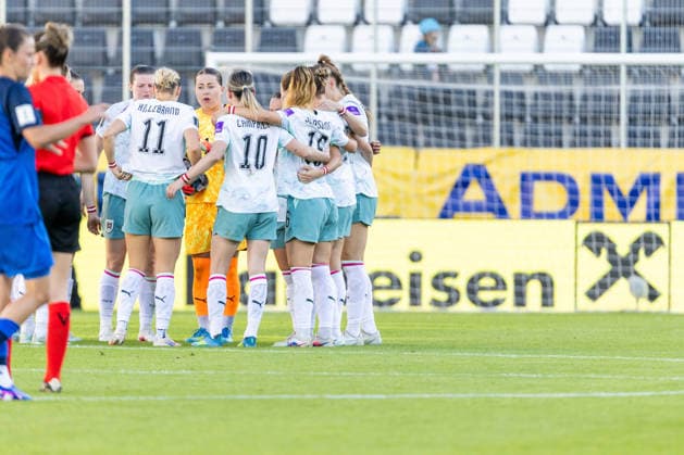 WOMEN SOCCER - FIFA World Cup, WM, Weltmeisterschaft, Fussball 2027, quali, AUT vs SLO VIENNA,AUSTRIA,05.JUN.26 - WOMEN SOCCER - FIFA Women s World Cup 2027, european qualifiers, OEFB international match, Länderspiel, Nationalmannschaft Austria vs Slovenia. Image shows the team of AUT. GEPAxpictures xPhilippxBrem