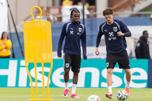 SOCCER - FIFA World Cup, WM, Weltmeisterschaft, Fussball 2026, preview SANTA BARBARA,CALIFORNIA,USA,05.JUN.26 - SOCCER - FIFA World Cup 2026, USA, Mexico, Canada, training. Image shows Carney Chukwuemeka and Paul Wanner (AUT). GEPAxpictures xArminxRauthner