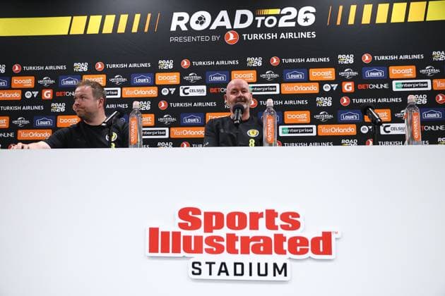 Steve Clarke head coach of Scotland Scotland press conference, PK, Pressekonferenz 2026 FIFA World Cup, WM, Weltmeisterschaft, Fussball Football, Sports Illustrated Stadium, New Jersey, USA - 05 Jun 2026New Jersey Sports Illustrated Stadium United States of America EDITORIAL USE ONLY No use with unauthorised audio, video, data, fixture lists, club league logos or live services. Online in-match use limited to 120 images, no video emulation. No use in betting, games or single club league player publications. Copyright: xMichaelxZemanek Shutterstockx 16906921h
