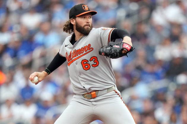 June 5, 2026, Toronto, On, CANADA: Baltimore Orioles pitcher Brandon Young (63) makes the pitch against the Toronto Blue Jays during first inning American League, MLB, Baseball Herren, USA baseball action in Toronto on Friday, June 5, 2026. Canada News - June 5, 2026 - ZUMAc35_ 20260605_zaf_c35_085 Copyright: xNathanxDenettex