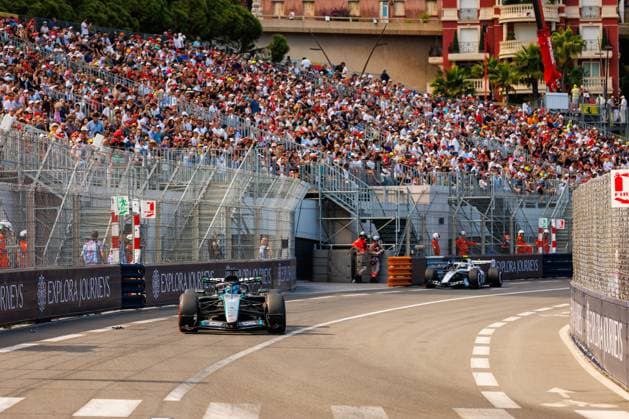 George Russell Mercedes AMG Petronas F1 Team, 63 with his car on the track, Monaco Grand Prix, Motorsport, Formula 1, 2026 season, 05 06 2026 Monaco Grand Prix, Motorsport, Formula 1, 2026 season, 05 06 2026 Copyright: xEibner-Pressefoto AlexanderxNeisx EP_ANS
