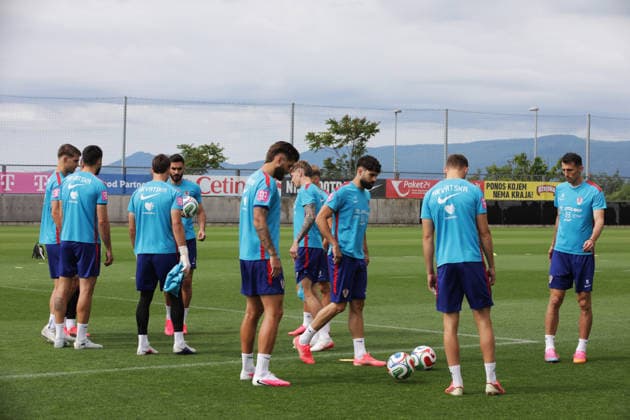 Croatia national team, Nationalteam training session in Rijeka, Croatia Luka Vuskovic, Josip Sutalo, Duje Caleta Car, Josko Gvardiol and Ante Budimir during Croatia national team training session at the auxiliary pitches of the HNK Rijeka Training Centre in Rujevica, Rijeka, Croatia, 6 June 2026, as part of preparations for the FIFA World Cup, WM, Weltmeisterschaft, Fussball and an International Friendly, Länderspiel, Nationalmannschaft match against Slovenia. GoranxKovacic PIXSELL