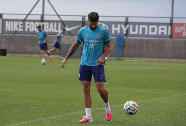 Croatia national team, Nationalteam training session in Rijeka, Croatia Duje Caleta Car during Croatia national team training session at the auxiliary pitches of the HNK Rijeka Training Centre in Rujevica, Rijeka, Croatia, 6 June 2026, as part of preparations for the FIFA World Cup, WM, Weltmeisterschaft, Fussball and an International Friendly, Länderspiel, Nationalmannschaft match against Slovenia. GoranxKovacic PIXSELL
