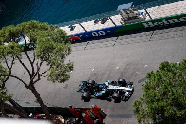 George Russell Mercedes AMG Petronas F1 Team, Great Britain, 63 in F1 W17, MCO, Formula 1 World Championship, Monaco Grand Prix, Monte Carlo, 3 Free Practice, 2026 season, 06 06 2026 MCO, Formula 1 World Championship, Monaco Grand Prix, Monte Carlo, 2026 season, 06 06 2026 Monte Carlo Copyright: xEibner-Pressefoto Memmlerx EP_MMR