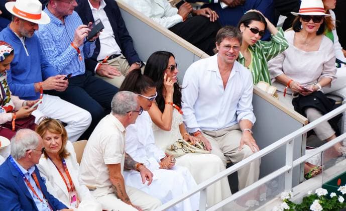 Brad Pitt and Ines de Ramon in attendance at the Final French Open Tennis, Day Fourteen, Tennis, Roland Garros, Paris, France - 06 Jun 2026Paris Roland Garros France EDITORIAL USE ONLY No use with unauthorised audio, video, data, fixture lists, club league logos or live services. Online in-match use limited to 120 images, no video emulation. No use in betting, games or single club league player publications. Copyright: xJavierxGarcia Shutterstockx 16906570i