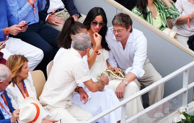 Brad Pitt and Ines de Ramon in attendance at the Final French Open Tennis, Day Fourteen, Tennis, Roland Garros, Paris, France - 06 Jun 2026Paris Roland Garros France EDITORIAL USE ONLY No use with unauthorised audio, video, data, fixture lists, club league logos or live services. Online in-match use limited to 120 images, no video emulation. No use in betting, games or single club league player publications. Copyright: xJavierxGarcia Shutterstockx 16906570g