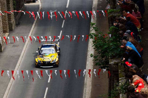 24 HEURES DU MANS 2026 - CITY CENTRE PARADE 78 VAN ROMPUY Tom (bel), DAVID Hadrien (fra), HAWKSWORTH Jack (gbr), Akkodis ASP Team, Lexus RC F LMGT3 78, LM GT3, action, during the City Center Parade of the 24 Hours of Le Mans 2026, 3rd round of the 2026 FIA World Endurance Championship, on June 6, 2026 in Le Mans, France - Le MansFrance Copyright: xFREDERICxLExFLOCxHx