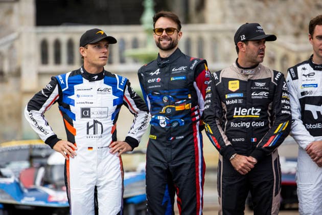 24 HEURES DU MANS 2026 - CITY CENTRE PARADE KIRCHHOFER Marvin (ger), Garage 59, McLaren 720S LMGT3 Evo 10, LM GT3, GOUNON Jules (fra), Alpine Endurance Team, Alpine A424 36, Hypercar, portrait during the City Center Parade of the 24 Hours of Le Mans 2026, 3rd round of the 2026 FIA World Endurance Championship, on June 6, 2026 in Le Mans, France - Le MansFrance Copyright: xJULIENxDELFOSSEx