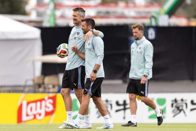 SOCCER - FIFA World Cup, WM, Weltmeisterschaft, Fussball 2026, preview SANTA BARBARA,CALIFORNIA,USA,06.JUN.26 - SOCCER - FIFA World Cup 2026, USA, Mexico, Canada, preview, Oesterreichischer Fussball-Bund, training team AUT. Image shows goal keeper coach Michael Gspurning, assistant coach Stefan Oesen and assistant coach Lars Kornetka (AUT). GEPAxpictures xArminxRauthner