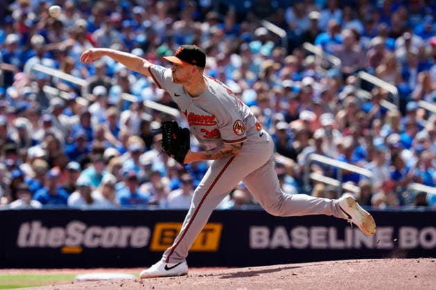 June 6, 2026, Toronto, On, CANADA: Baltimore Orioles pitcher Kyle Bradish (38) works against the Toronto Blue Jays during first inning MLB, Baseball Herren, USA baseball action in Toronto, Saturday, June 6, 2026. Canada News - June 6, 2026 - ZUMAc35_ 20260606_zaf_c35_002 Copyright: xFrankxGunnx