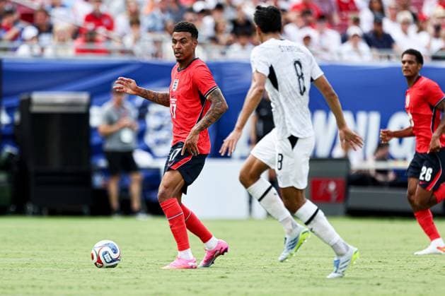 Morgan Rogers of England and Marko Stamenic of New Zealand England v New Zealand, International Friendly, Länderspiel, Nationalmannschaft Football, Raymond James Stadium, Tampa, Florida, USA - 06 Jun 2026Tampa Raymond James Stadium Florida (FL) United States of America EDITORIAL USE ONLY No use with unauthorised audio, video, data, fixture lists, club league logos or live services. Online in-match use limited to 120 images, no video emulation. No use in betting, games or single club league player publications. Copyright: xDustinxMarkland Shutterstockx 16912910at