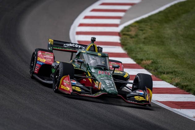 June 6, 2026, Madison, Illinois, USA: IndyCar, Indy Car, IRL, USA SERIES driver, FELIX ROSENQVIST (60) (SWE) of Varnamo, Sweden, travels through the turns during a practice session for the Bommarito Automotive Group 500 at World Wide Technology Raceway in MADISON Illinois. Madison USA - ZUMAa161 20260606_aaa_a161_001 Copyright: xWalterxArce GMGx