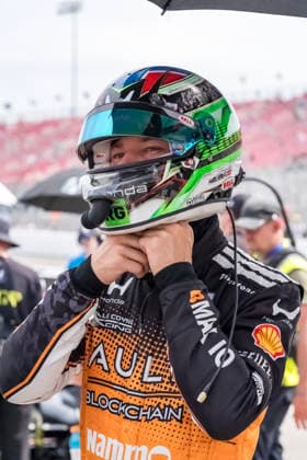 June 6, 2026, Madison, Illinois, USA: IndyCar, Indy Car, IRL, USA SERIES driver, DENNIS HAUGER (R) (19) (NOR) of Aurskog, Norway, qualifies for the Bommarito Automotive Group 500 at World Wide Technology Raceway in MADISON, Illinois, USA. Madison USA - ZUMAa161 20260606_aaa_a161_010 Copyright: xWalterxArce GMGx