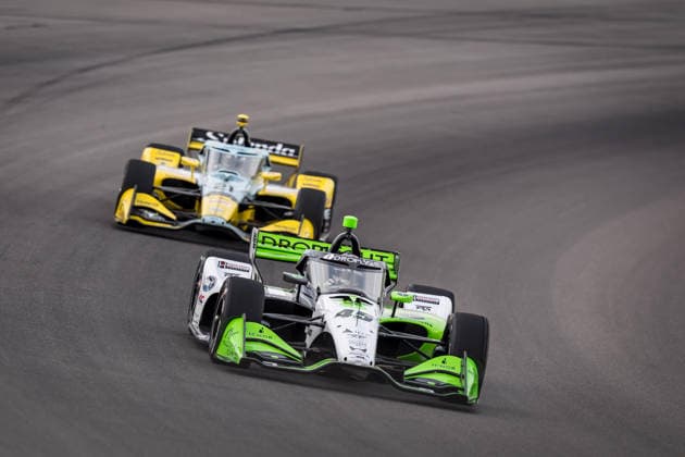June 6, 2026, Madison, Illinois, USA: IndyCar, Indy Car, IRL, USA SERIES driver, LOUIS FOSTER (45) (ENG) of Odiham, England, travels through the turns during a practice session for the Bommarito Automotive Group 500 at World Wide Technology Raceway in MADISON Illinois. Madison USA - ZUMAa161 20260606_aaa_a161_024 Copyright: xWalterxArce GMGx