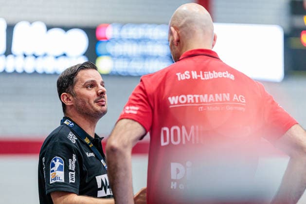 L R Rui Silva HC Oppenweiler Backnang, Coach , Davor Dominikovic TuS N Luebbecke, Coach GER, TuS N Luebbecke vs HC Oppenweiler Backnang, Handball, 2 Bundesliga, Matchday 34, Season 2025 2026, 06 06 2026 GER, TuS N Luebbecke vs HC Oppenweiler Backnang, Handball, 2 Bundesliga, Matchday 34, Season 2025 2026, 06 06 2026 Luebbecke Copyright: xEibner-Pressefoto JanxRollingerx EP_JSK