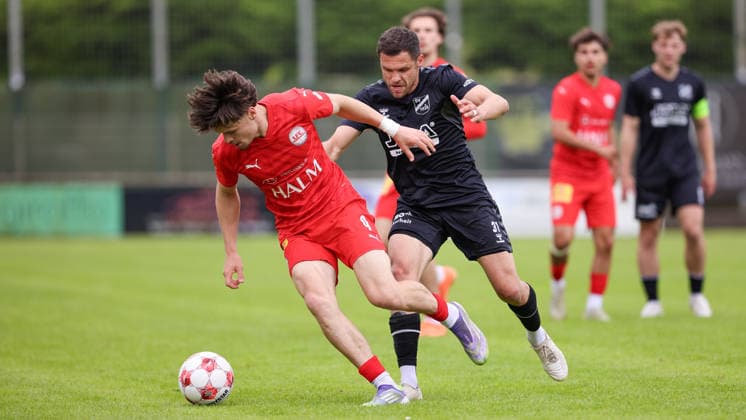 from left Finn Hoffmann 1 FC Germania Egestorf Langreder, 9 and Mirko Boland SV Todesfelde, 31 in duel, duel, dynamics, action, action, match scene, 07 06 2026, Bremen Germany , football, promotion round Regionalliga Nord, 1 FC Germania Egestorf Langreder SV Todesfelde xobx