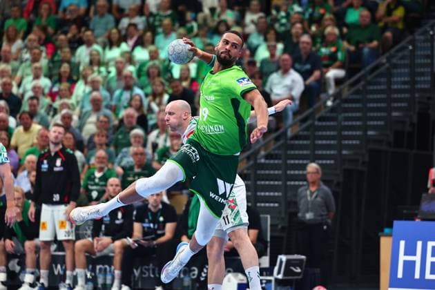 Goal throw by Philipp Ahouansou HSG Wetzlar, 19 GER, HSG Wetzlar vs SC Magdeburg, Handball, 1 Bundesliga, Matchday 34, Season 2025 2026, 07 06 2026 GER, HSG Wetzlar vs SC Magdeburg, Handball, 1 Bundesliga, Matchday 34, Season 2025 2026, 07 06 2026 Wetzlar Copyright: xEibner-Pressefoto RenexWeissx EP_RWS