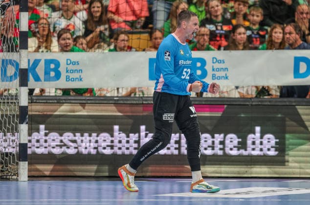 GER, Wetzlar, HSG Wetzlar vs SC Magdeburg, Daikin Handball Bundesliga, Handball, HBL, Season 2025 2026, Buderus Arena Wetzlar, 34 Matchday in picture Andreas Palicka HSG Wetzlar 52 , Parade after goal throw, Cheers, emotions and joy DFB DFL REGULATIONS PROHIBIT ANY USE OF PHOTOGRAPHS AS IMAGE SEQUENCES AND OR QUASI VIDEO, 07 06 2026 Copyright: HMBxMedia HendrikxHamelau