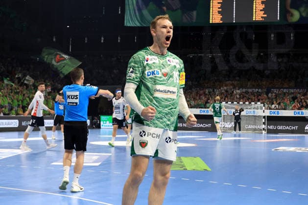 DEU, DHB, 1 HBL, Fuechse Berlin vs Flensburger Handewitt, 07 06 2026, Max Schmeling Halle, Berlin, DEU, DHB, 1 HBL, Fuechse Berlin vs Flensburger Handewitt, in the picture Mathias Gidsel Fuechse Berlin 19 nordphotoxGmbHx xEngler nph00076