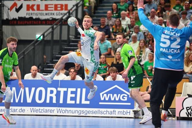 Goal shot by Gisli Thorgeir Kristjansson SC Magdeburg, 10 GER, HSG Wetzlar vs SC Magdeburg, Handball, 1 Bundesliga, Matchday 34, Season 2025 2026, 07 06 2026 GER, HSG Wetzlar vs SC Magdeburg, Handball, 1 Bundesliga, Matchday 34, Season 2025 2026, 07 06 2026 Wetzlar Copyright: xEibner-Pressefoto RenexWeissx EP_RWS
