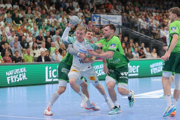 07 06 2026, xtgx, Handball, Daikin HBL, HSG Wetzlar SC Magdeburg v l Jona Schoch Wetzlar, 22 , Gisli Thorgeir Kristjansson Magdeburg, 10 , Josip Simic Wetzlar, 10 duel, fight, tackle Wetzlar