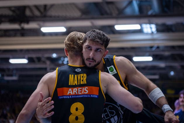 Lucas Mayer Bozic Estriche Knights Kirchheim, 08 Aeneas Jung Bozic Estriche Knights Kirchheim, 19 GER, Phoenix Hagen vs Bozic Estriche Knights Kirchheim, BARMER 2 Basketball Bundesliga, Playoffs Final Game 2, Season 2025 2026, 07 06 2026 GER, Phoenix Hagen vs Bozic Estriche Knights Kirchheim, BARMER 2 Basketball Bundesliga, Playoffs Final Game 2, Season 2025 2026, 07 06 2026 Hagen Copyright: xEibner-Pressefoto NinaxSanderx EP_NSR