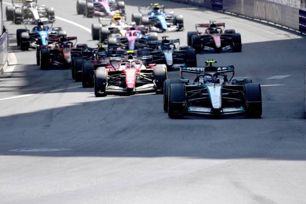 Formula 1 Louis Vuitton Grand Prix Monaco 2026 07 06 2026, Circuit de Monaco, Monte Carlo, Formula 1 Louis Vuitton Grand Prix Monaco 2026 , in the picture Race start , Andrea Kimi Antonelli ITA , Mercedes AMG Petronas Formula One Team, Lewis Hamilton GBR , Scuderia Ferrari HP, Charles Leclerc MCO , Isack Hadjar FRA , Oracle Red Bull Racing nordphotoxGmbHx xBratic nph00250