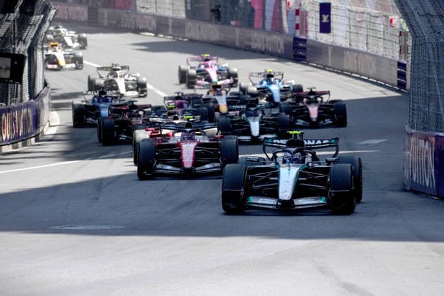 Formula 1 Louis Vuitton Grand Prix Monaco 2026 07 06 2026, Circuit de Monaco, Monte Carlo, Formula 1 Louis Vuitton Grand Prix Monaco 2026 , in the picture Race start , Andrea Kimi Antonelli ITA , Mercedes AMG Petronas Formula One Team, Lewis Hamilton GBR , Scuderia Ferrari HP, Charles Leclerc MCO , Isack Hadjar FRA , Oracle Red Bull Racing nordphotoxGmbHx xBratic nph00250