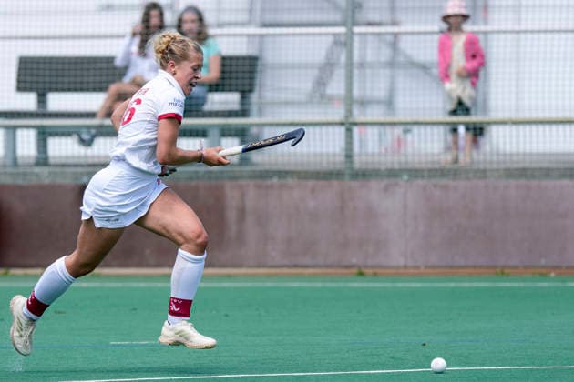Lotte Nafzger TSVMH, 26 , on the ball, cropped, full body, single image, single photo, action, action, 07 06 2026, Mannheim Germany , Hockey, 2 Bundesliga, Group South, Women, TSV Mannheim Nürnberger HTC xozx