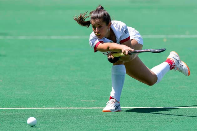 Eliana Beatriz Von Der Heyde TSVMH, 6 , on the ball, cropped, full body, single image, single photo, action, action, 07 06 2026, Mannheim Germany , Hockey, 2 Bundesliga, Group South, Women, TSV Mannheim Nürnberger HTC xozx