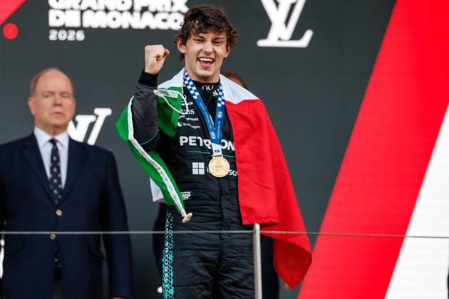 Andrea Kimi Antonelli Mercedes AMG Petronas F1 Team, 12 celebrates his victory, Monaco Grand Prix, Motorsport, Formula 1, 2026 season, 07 06 2026 Monaco Grand Prix, Motorsport, Formula 1, 2026 season, 07 06 2026 Monte Carlo Copyright: xEibner-Pressefoto AlexanderxNeisx EP_ANS
