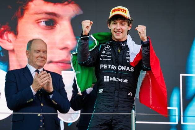 Andrea Kimi Antonelli Mercedes AMG Petronas F1 Team, 12 celebrates his victory, Monaco Grand Prix, Motorsport, Formula 1, 2026 season, 07 06 2026 Monaco Grand Prix, Motorsport, Formula 1, 2026 season, 07 06 2026 Monte Carlo Copyright: xEibner-Pressefoto AlexanderxNeisx EP_ANS