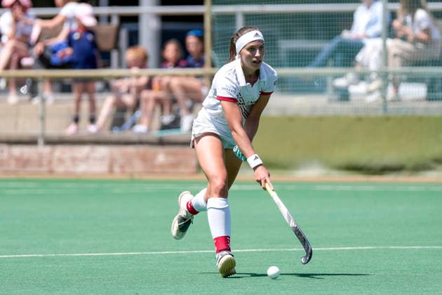 Johanna Mühl TSVMH, 8 , on the ball, cropped, full body, single image, single photo, action, action, 07 06 2026, Mannheim Germany , Hockey, 2 Bundesliga, Group South, Women, TSV Mannheim Nürnberger HTC xozx