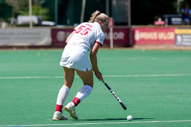 Lisa Schall TSVMH, 55 , on the ball, cropped, full body, single image, single photo, action, action, 07 06 2026, Mannheim Germany , Hockey, 2 Bundesliga, Group South, Women, TSV Mannheim Nürnberger HTC xozx