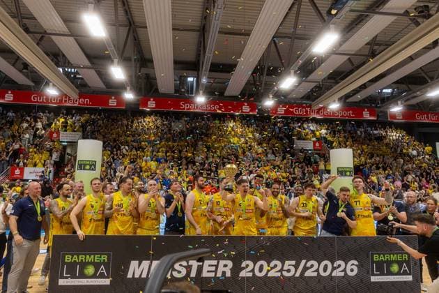 , GER, Phoenix Hagen vs Bozic Estriche Knights Kirchheim, BARMER 2 Basketball Bundesliga, Playoffs Final Game 2, Season 2025 2026, 07 06 2026 GER, Phoenix Hagen vs Bozic Estriche Knights Kirchheim, BARMER 2 Basketball Bundesliga, Playoffs Final Game 2, Season 2025 2026, 07 06 2026 Hagen Copyright: xEibner-Pressefoto NinaxSanderx EP_NSR