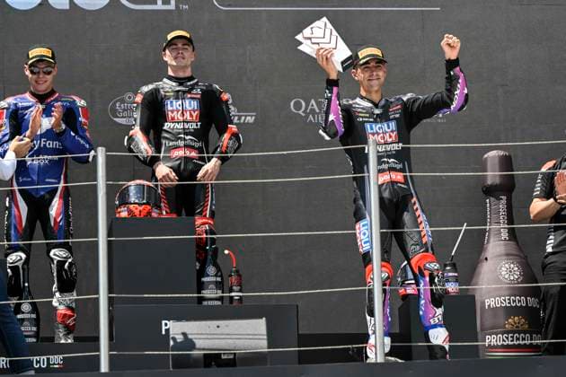 MOTO - MOTO 2 - HUNGARY GRAND PRIX 2026 Podium GONZALEZ Manuel (spa), Liqui Moly Dynavolt Intact GP, Kalex Moto2, portrait SALAC Filip (cze), OnlyFans American Racing Team, Kalex Moto2, portrait AGIUS Senna (aus), Liqui Moly Dynavolt Intact GP, Kalex Moto2, portrait during the 2026 Moto2 Grand Prix of Hungary , on Balaton Park circuit, from June 5 to 7, in Hungary - Balaton ParkHungary Copyright: xGIGIxSOLDANOx
