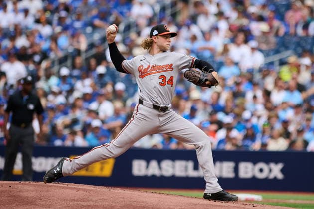 June 7, 2026, Toronto, On, Canada: Baltimore Orioles Shane Baz (34) works against the Toronto Blue Jays during first inning MLB, Baseball Herren, USA baseball action in Toronto, on Sunday, June 7, 2026. Canada News - June 7, 2026 - ZUMAc35_ 20260607_zaf_c35_004 Copyright: xSammyxKoganx