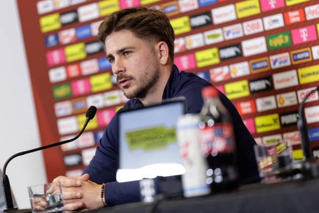 SOCCER - FIFA World Cup, WM, Weltmeisterschaft, Fussball 2026, preview SANTA BARBARA, CALIFORNIA,USA,07.JUN.26 - SOCCER - FIFA World Cup 2026, USA, Mexico, Canada, preview, Oesterreichischer Fussball-Bund, press conference, PK, Pressekonferenz team AUT. Image shows Romano Schmid (AUT). GEPAxpictures xArminxRauthner