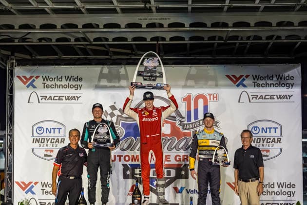 June 7, 2026, Madison, Illinois, USA: IndyCar, Indy Car, IRL, USA SERIES driver, JOSEF NEWGARDEN (2) (USA) of Nashville, TN, wins the Bommarito Automotive Group 500 at World Wide Technology Raceway in MADISON, Illinois. INDYCAR SERIES: June 07, 2026: Bommarito Automotive Group 500: Race Winner Josef Newgarden - ZUMAa161 20260607_aaa_a161_020 Copyright: xWalterxArce GMGx