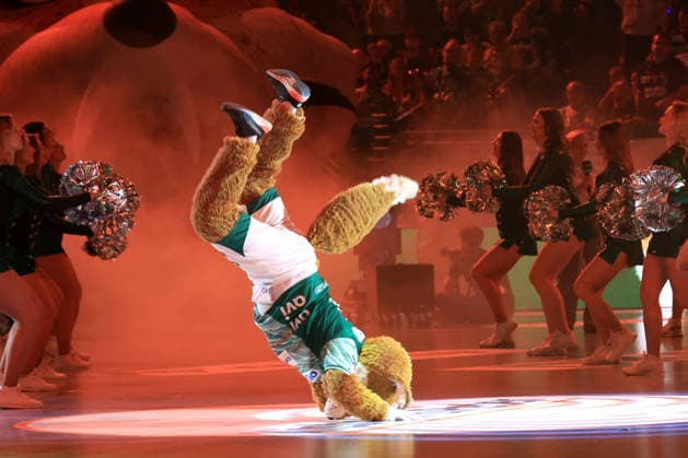 DEU, DHB, 1 HBL, Fuechse Berlin vs Flensburg Handewitt, 07 06 2026, Max Schmeling Halle, Berlin, DEU, DHB, 1 HBL, Fuechse Berlin vs Flensburg Handewitt, in the picture mascot Fuchsi nordphotoxGmbHx xEngler nph00076