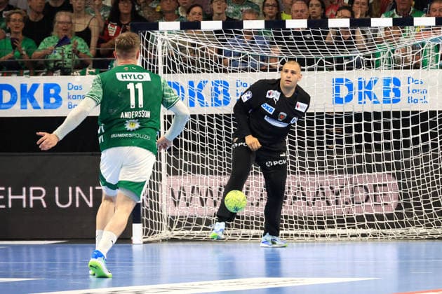 DEU, DHB, 1 HBL, Fuechse Berlin vs Flensburg Handewitt, 07 06 2026, Max Schmeling Halle, Berlin, DEU, DHB, 1 HBL, Fuechse Berlin vs Flensburg Handewitt, in the picture Dejan Milosavljev Fuechse Berlin 96 , Lasse Andersson Fuechse Berlin 11 nordphotoxGmbHx xEngler nph00076