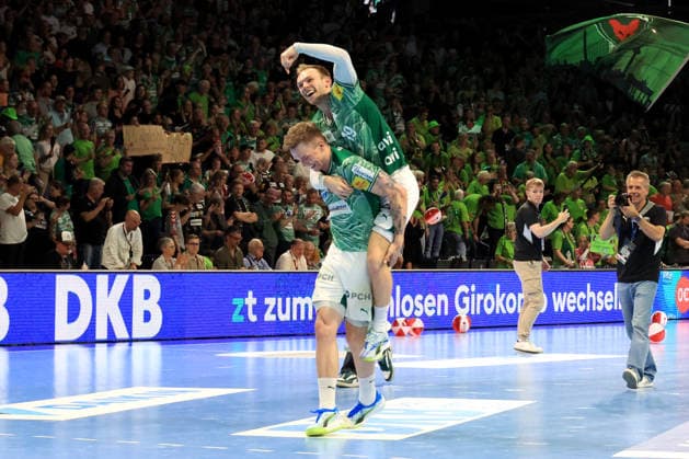 DEU, DHB, 1 HBL, Fuechse Berlin vs Flensburg Handewitt, 07 06 2026, Max Schmeling Halle, Berlin, DEU, DHB, 1 HBL, Fuechse Berlin vs Flensburg Handewitt, in the picture Lasse Andersson Fuechse Berlin 11 , Mathias Gidsel Fuechse Berlin 19 nordphotoxGmbHx xEngler nph00076