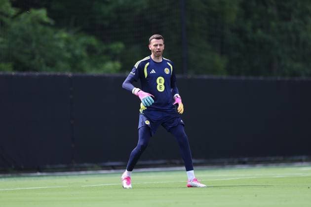 Angus Gunn of Scotland Scotland Training Session and press conference, PK, Pressekonferenz 2026 FIFA World Cup, WM, Weltmeisterschaft, Fussball Football, Atrium Health Performance Park, Charlotte, USA - 08 Jun 2026Charlotte Atrium Health Performance Park United States of America EDITORIAL USE ONLY No use with unauthorised audio, video, data, fixture lists, club league logos or live services. Online in-match use limited to 120 images, no video emulation. No use in betting, games or single club league player publications. Copyright: xMichaelxZemanek Shutterstockx 16917216em