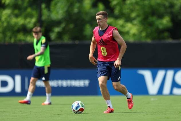 Lewis Ferguson of Scotland Scotland Training Session and press conference, PK, Pressekonferenz 2026 FIFA World Cup, WM, Weltmeisterschaft, Fussball Football, Atrium Health Performance Park, Charlotte, USA - 08 Jun 2026Charlotte Atrium Health Performance Park United States of America EDITORIAL USE ONLY No use with unauthorised audio, video, data, fixture lists, club league logos or live services. Online in-match use limited to 120 images, no video emulation. No use in betting, games or single club league player publications. Copyright: xMichaelxZemanek Shutterstockx 16917216es
